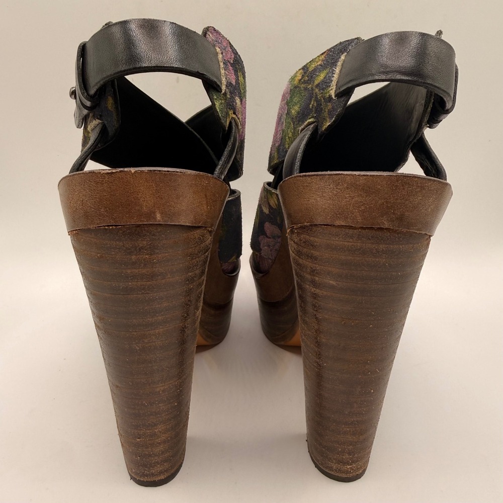 Rag & Bone Sloane Floral Platform Sandals Block Heel Black Pink Size 37 US 7 - Picture 6 of 10